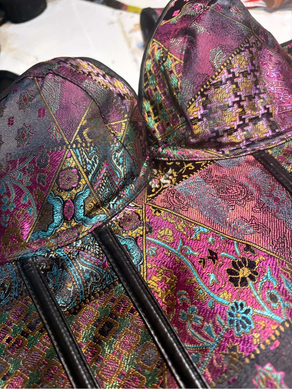 Victorian gothic Boho Jacquard Overbust Corset Top - Picture 8 of 14